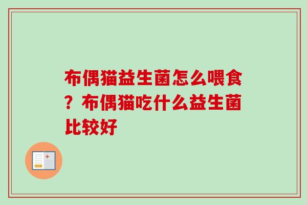 布偶猫益生菌怎么喂食？布偶猫吃什么益生菌比较好