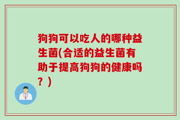 狗狗可以吃人的哪种益生菌(合适的益生菌有助于提高狗狗的健康吗？)