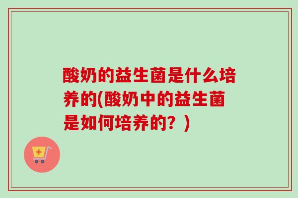 酸奶的益生菌是什么培养的(酸奶中的益生菌是如何培养的？)