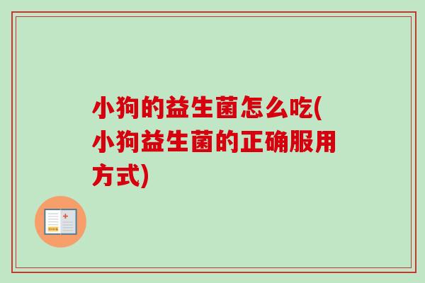 小狗的益生菌怎么吃(小狗益生菌的正确服用方式)