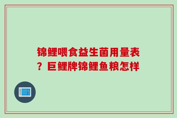 锦鲤喂食益生菌用量表？巨鲤牌锦鲤鱼粮怎样