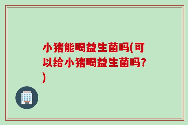 小猪能喝益生菌吗(可以给小猪喝益生菌吗？)