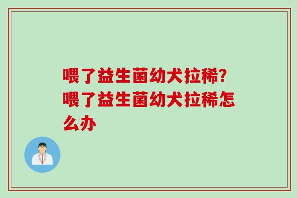 喂了益生菌幼犬拉稀？喂了益生菌幼犬拉稀怎么办