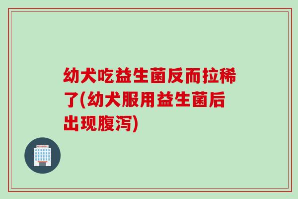 幼犬吃益生菌反而拉稀了(幼犬服用益生菌后出现)