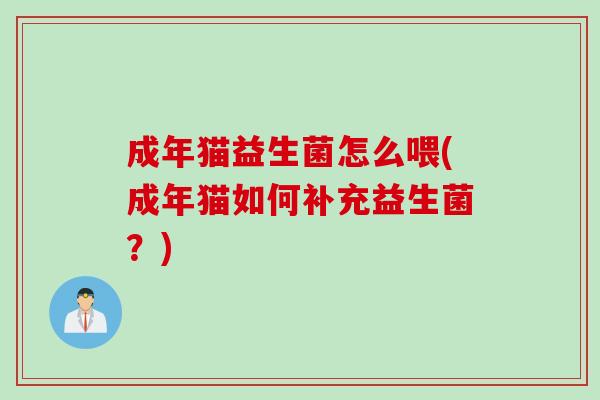 成年猫益生菌怎么喂(成年猫如何补充益生菌？)