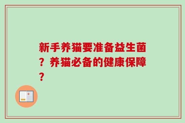 新手养猫要准备益生菌？养猫必备的健康保障？