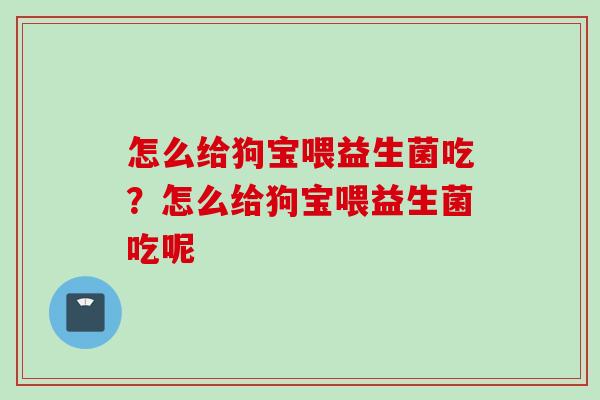 怎么给狗宝喂益生菌吃？怎么给狗宝喂益生菌吃呢