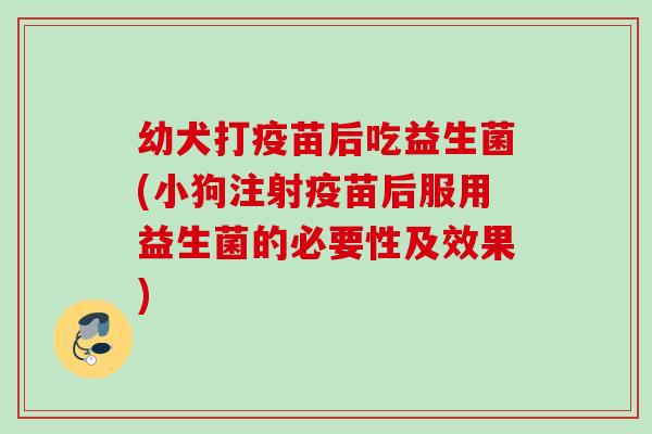 幼犬打疫苗后吃益生菌(小狗注射疫苗后服用益生菌的必要性及效果)