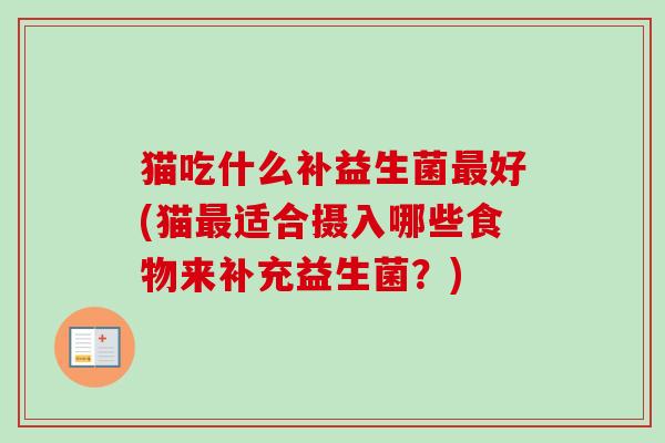 猫吃什么补益生菌好(猫适合摄入哪些食物来补充益生菌?) 猫吃什么补益生菌好(猫适合摄入哪些食物来补充益生菌?)