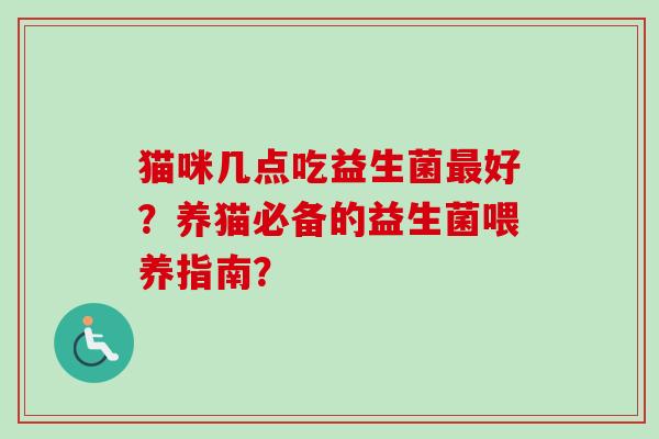 猫咪几点吃益生菌好?养猫必备的益生菌喂养指南? 猫咪几点吃益生菌好?养猫必备的益生菌喂养指南?