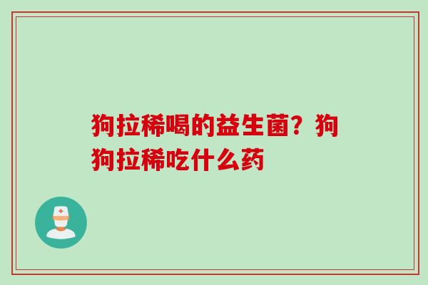 狗拉稀喝的益生菌？狗狗拉稀吃什么药