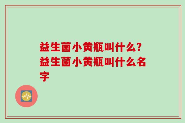 益生菌小黄瓶叫什么？益生菌小黄瓶叫什么名字