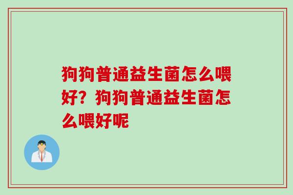 狗狗普通益生菌怎么喂好？狗狗普通益生菌怎么喂好呢
