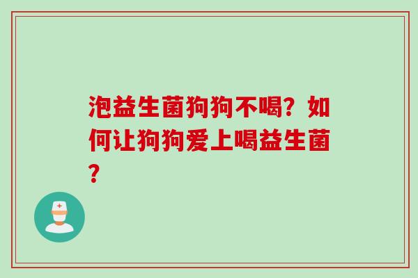 泡益生菌狗狗不喝？如何让狗狗爱上喝益生菌？
