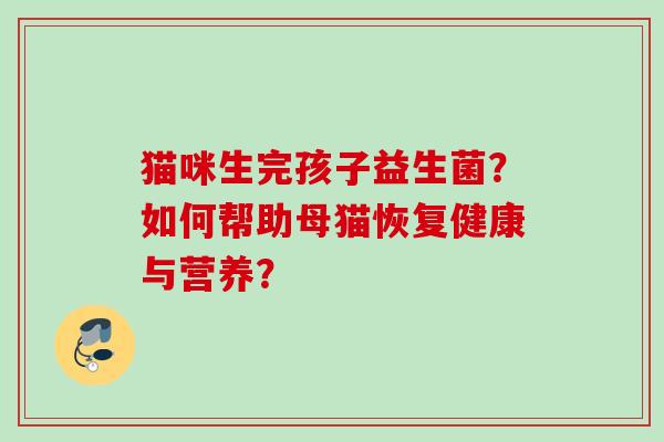 猫咪生完孩子益生菌?如何帮助母猫恢复健康与营养? 猫咪生完孩子益生菌?如何帮助母猫恢复健康与营养?