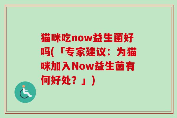 猫咪吃now益生菌好吗(「专家建议:为猫咪加入Now益生菌有何好处?」) 猫咪吃now益生菌好吗(「专家建议:为猫咪加入Now益生菌有何好处?」)