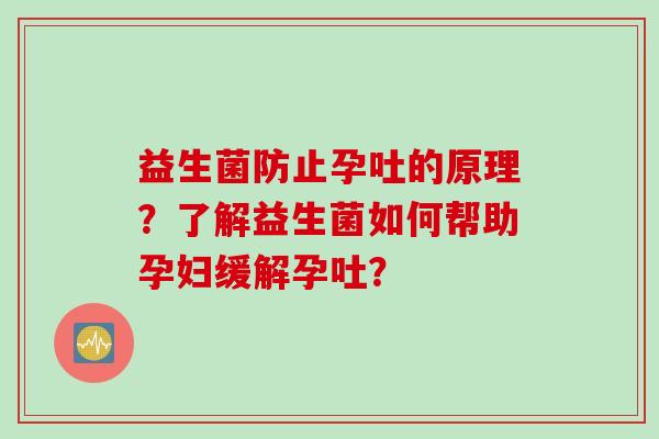 益生菌防止孕吐的原理？了解益生菌如何帮助孕妇缓解孕吐？