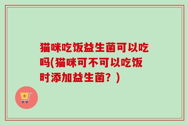 猫咪吃饭益生菌可以吃吗(猫咪可不可以吃饭时添加益生菌？)