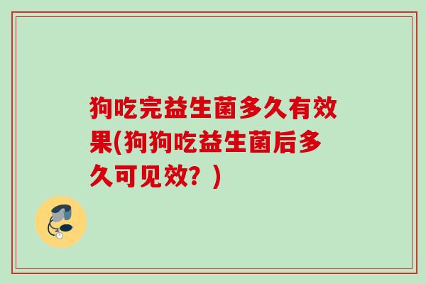 狗吃完益生菌多久有效果(狗狗吃益生菌后多久可见效？)