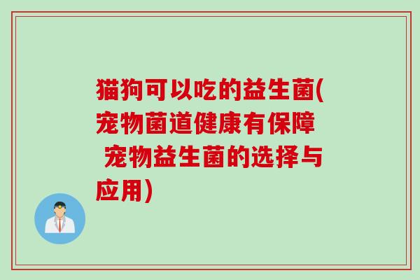 猫狗可以吃的益生菌(宠物菌道健康有保障  宠物益生菌的选择与应用)