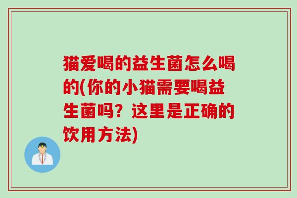 猫爱喝的益生菌怎么喝的(你的小猫需要喝益生菌吗？这里是正确的饮用方法)