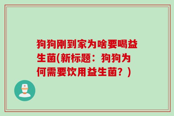 狗狗刚到家为啥要喝益生菌(新标题：狗狗为何需要饮用益生菌？)