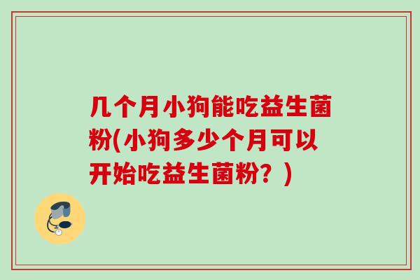 几个月小狗能吃益生菌粉(小狗多少个月可以开始吃益生菌粉？)