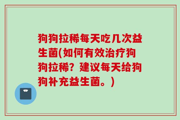 狗狗拉稀每天吃几次益生菌(如何有效狗狗拉稀?建议每天给狗狗补充益生菌。) 狗狗拉稀每天吃几次益生菌(如何有效狗狗拉稀?建议每天给狗狗补充益生菌。)