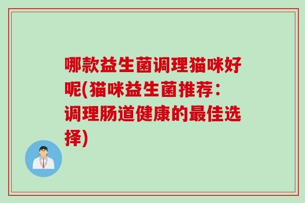 哪款益生菌调理猫咪好呢(猫咪益生菌推荐：调理肠道健康的最佳选择)