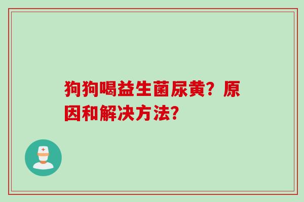 狗狗喝益生菌尿黄?原因和解决方法? 狗狗喝益生菌尿黄?原因和解决方法?