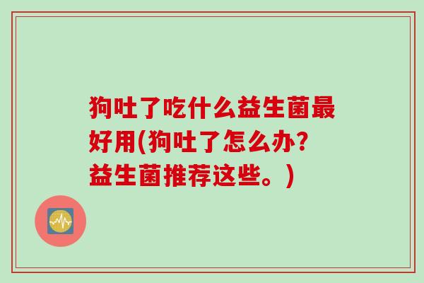 狗吐了吃什么益生菌好用(狗吐了怎么办？益生菌推荐这些。)