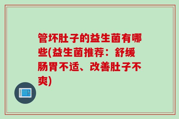 管坏肚子的益生菌有哪些(益生菌推荐：舒缓肠胃不适、改善肚子不爽)