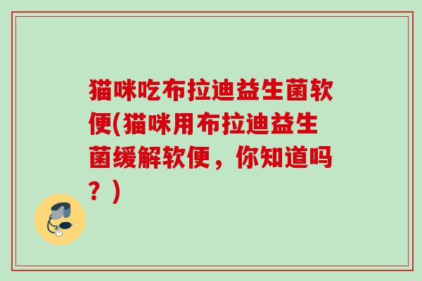 猫咪吃布拉迪益生菌软便(猫咪用布拉迪益生菌缓解软便,你知道吗?) 猫咪吃布拉迪益生菌软便(猫咪用布拉迪益生菌缓解软便,你知道吗?)
