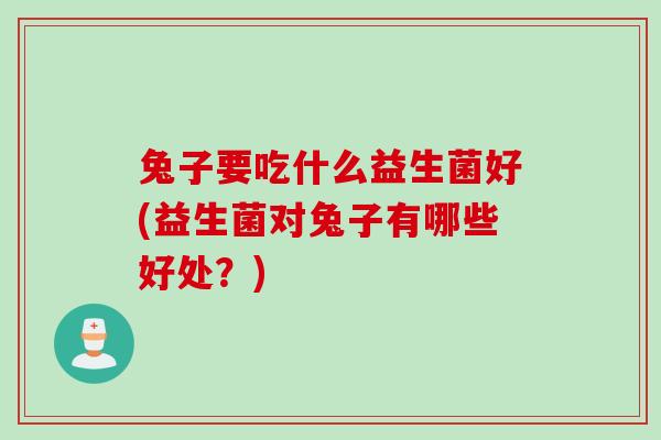 兔子要吃什么益生菌好(益生菌对兔子有哪些好处？)