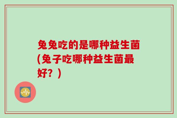 兔兔吃的是哪种益生菌(兔子吃哪种益生菌好？)