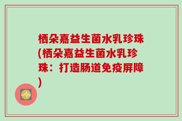 栖朵嘉益生菌水乳珍珠(栖朵嘉益生菌水乳珍珠:打造肠道屏障) 栖朵嘉益生菌水乳珍珠(栖朵嘉益生菌水乳珍珠:打造肠道屏障)