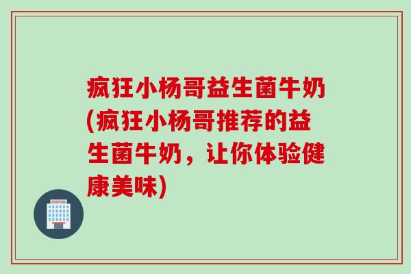 疯狂小杨哥益生菌牛奶(疯狂小杨哥推荐的益生菌牛奶，让你体验健康美味)