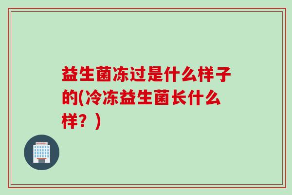 益生菌冻过是什么样子的(冷冻益生菌长什么样？)