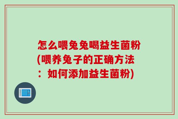 怎么喂兔兔喝益生菌粉(喂养兔子的正确方法：如何添加益生菌粉)