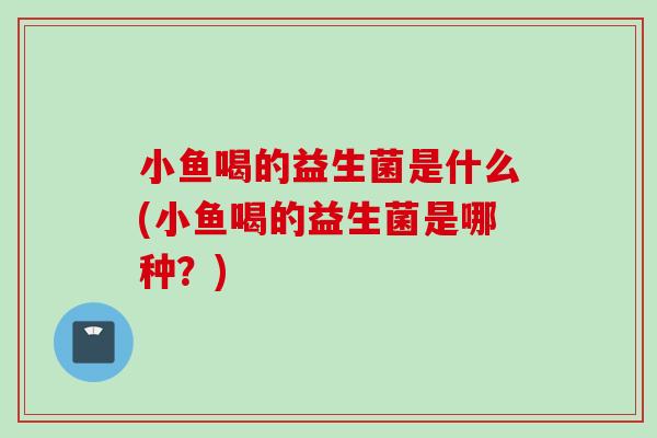 小鱼喝的益生菌是什么(小鱼喝的益生菌是哪种？)