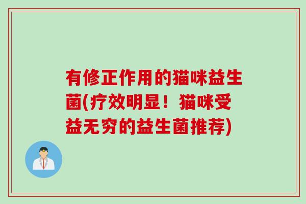 有修正作用的猫咪益生菌(疗效明显！猫咪受益无穷的益生菌推荐)
