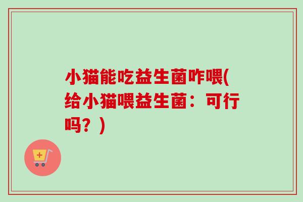 小猫能吃益生菌咋喂(给小猫喂益生菌：可行吗？)