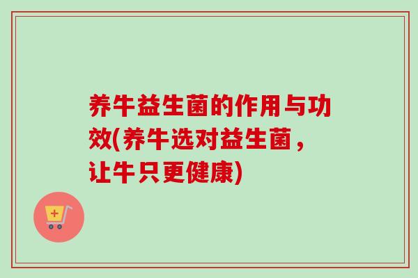 养牛益生菌的作用与功效(养牛选对益生菌，让牛只更健康)