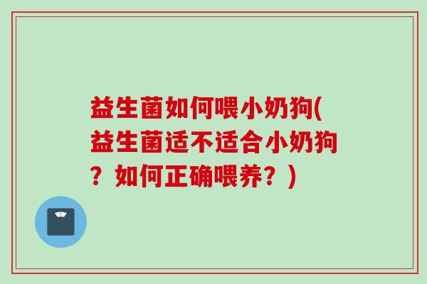 益生菌如何喂小奶狗(益生菌适不适合小奶狗?如何正确喂养?) 益生菌如何喂小奶狗(益生菌适不适合小奶狗?如何正确喂养?)