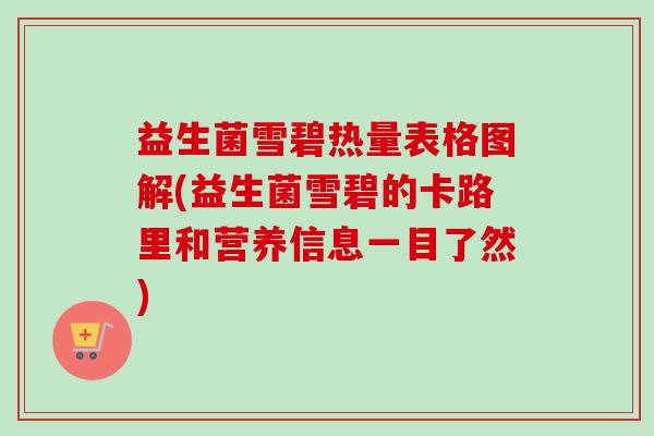益生菌雪碧热量表格图解(益生菌雪碧的卡路里和营养信息一目了然) 益生菌雪碧热量表格图解(益生菌雪碧的卡路里和营养信息一目了然)