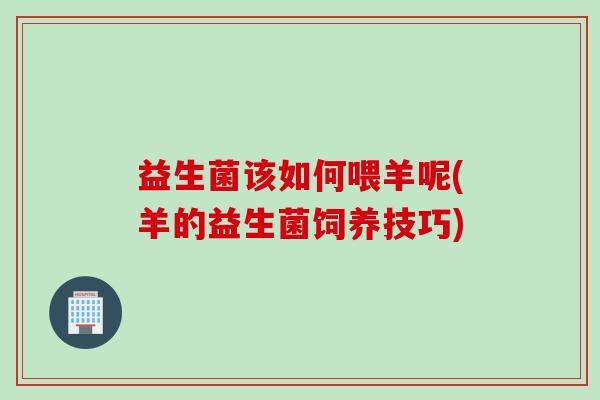 益生菌该如何喂羊呢(羊的益生菌饲养技巧) 益生菌该如何喂羊呢(羊的益生菌饲养技巧)