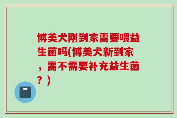 博美犬刚到家需要喂益生菌吗(博美犬新到家，需不需要补充益生菌？)