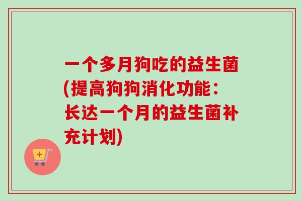 一个多月狗吃的益生菌(提高狗狗消化功能:长达一个月的益生菌补充计划) 一个多月狗吃的益生菌(提高狗狗消化功能:长达一个月的益生菌补充计划)