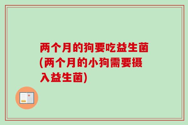 两个月的狗要吃益生菌(两个月的小狗需要摄入益生菌)