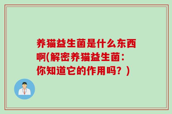 养猫益生菌是什么东西啊(解密养猫益生菌:你知道它的作用吗?) 养猫益生菌是什么东西啊(解密养猫益生菌:你知道它的作用吗?)